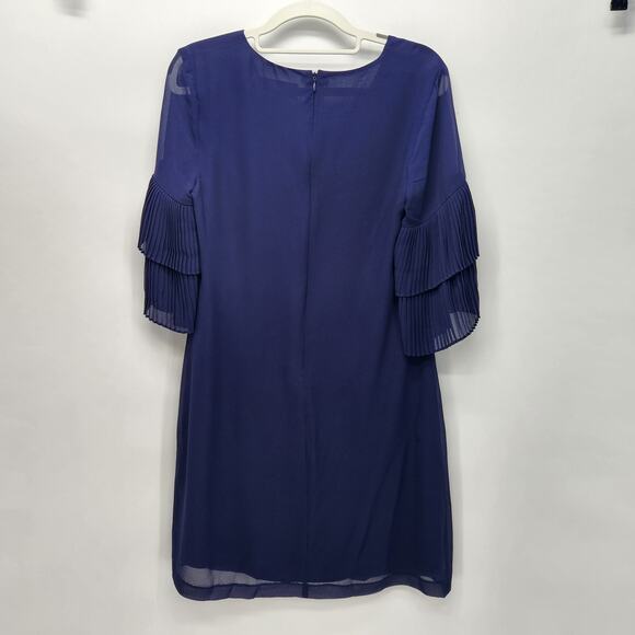 Sam Edelman Navy Chiffon Pleated Flutter Sleeve Shift Cocktail Dress Women's 2 - Picture 10 of 10